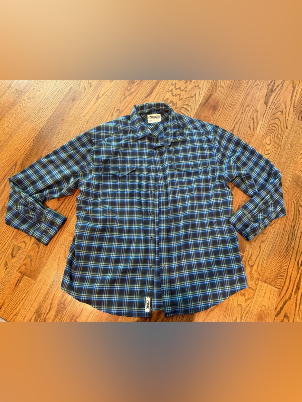 Mountain Khakis Men's XL Blue Plaid Poly/Wool Blend Soft Flannel Shirt